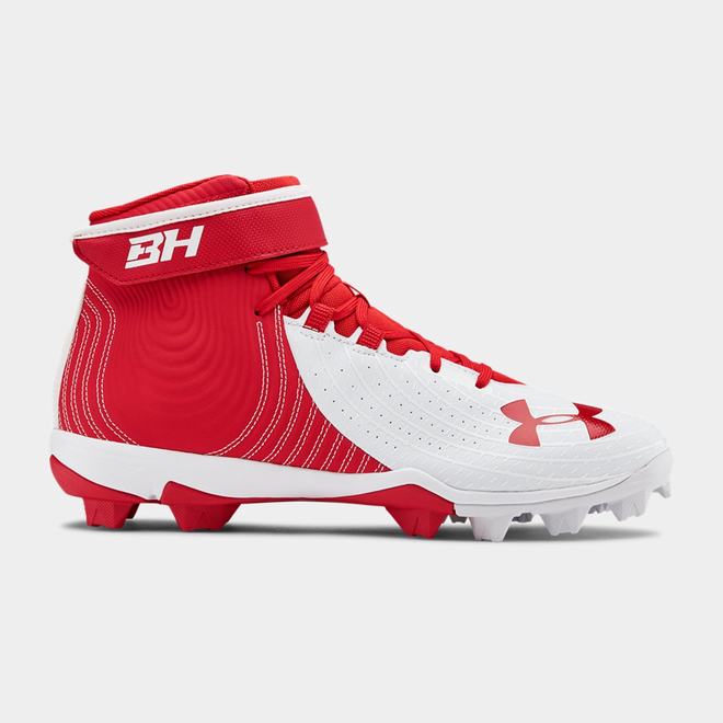 Under Armour Harper 4 Mid RM - Panske Baseballová Obuv - Červené/Biele